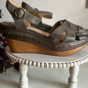 FRYE Carlie huarache platform ankle pewter gray size 10 NEW